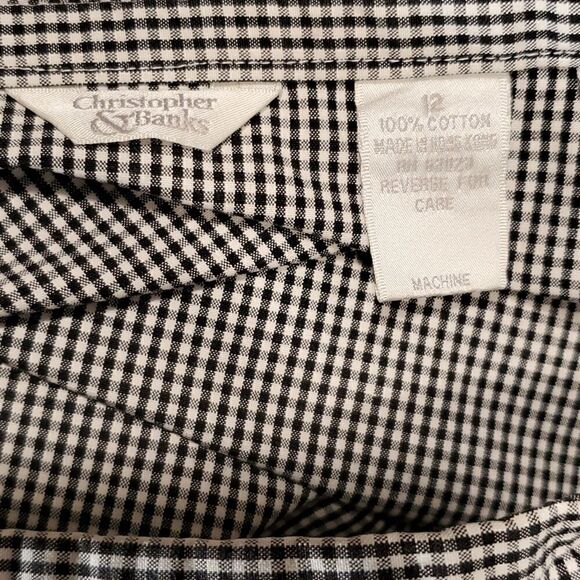 Christopher & Banks black and white gingham plaid cotton skirt - Picture 4 of 5